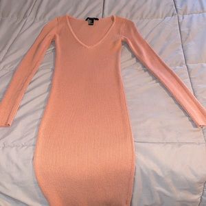 Long sleeved rib knit dress